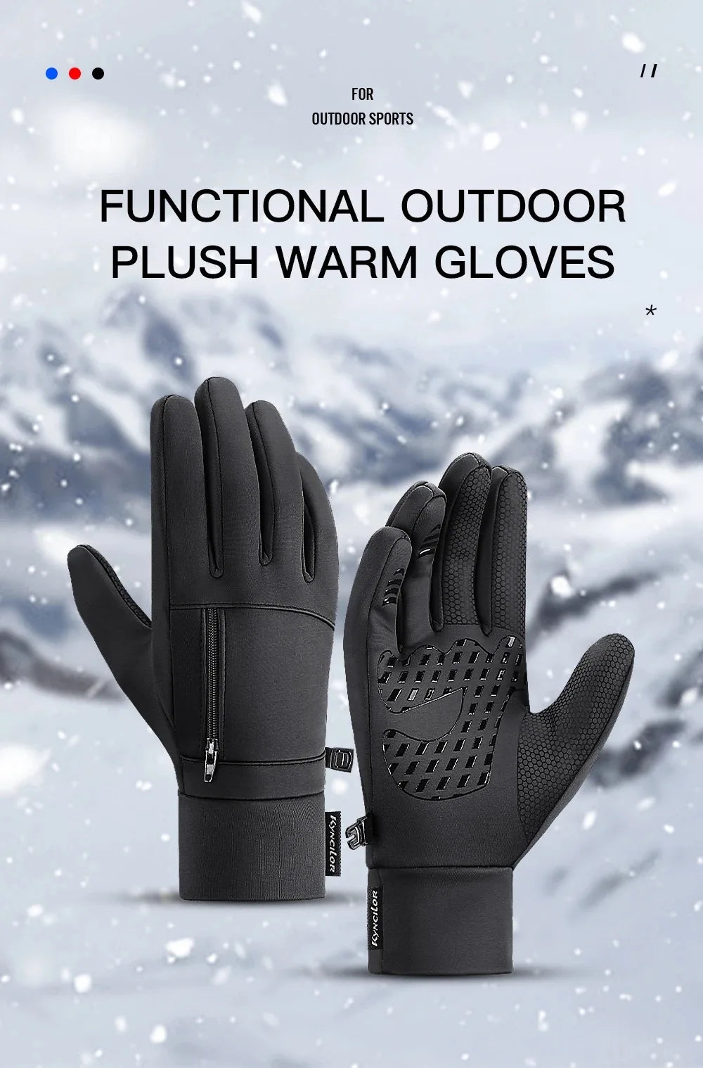 Winter Outdoor Cycling Gloves for Men and Women Touchscreen Windproof Warm Sport Splashproof Silicone Non-slip Motorcycle Gloves