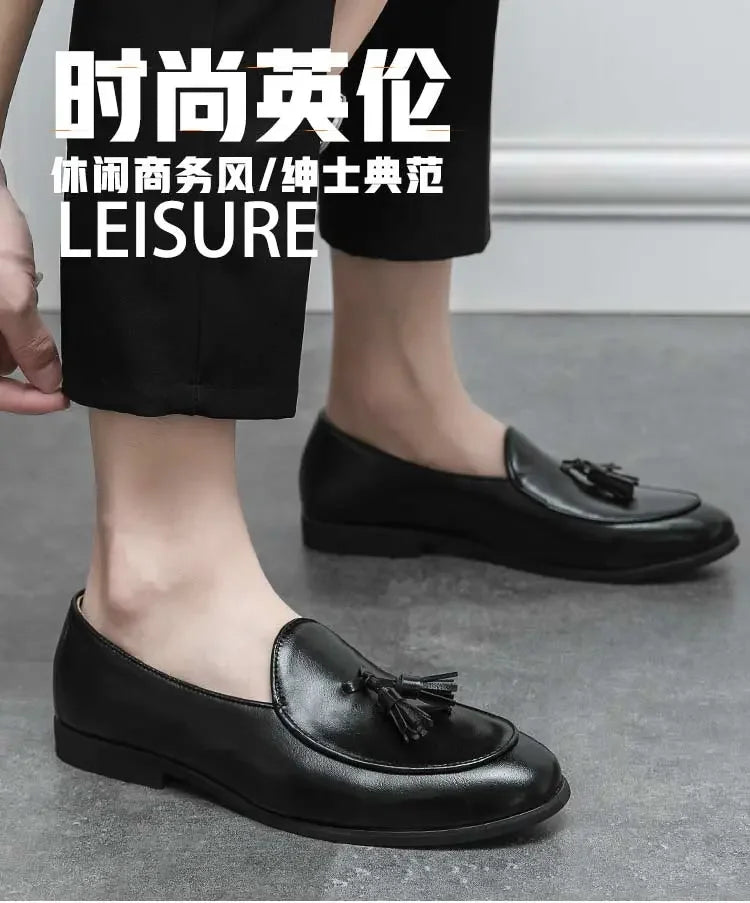 2023 New Classic Men Business Shoes British Breathable Simple Tassel Leather Shoes Style Casual Dress Shoes Mens Size 38-46 Viralgem Store