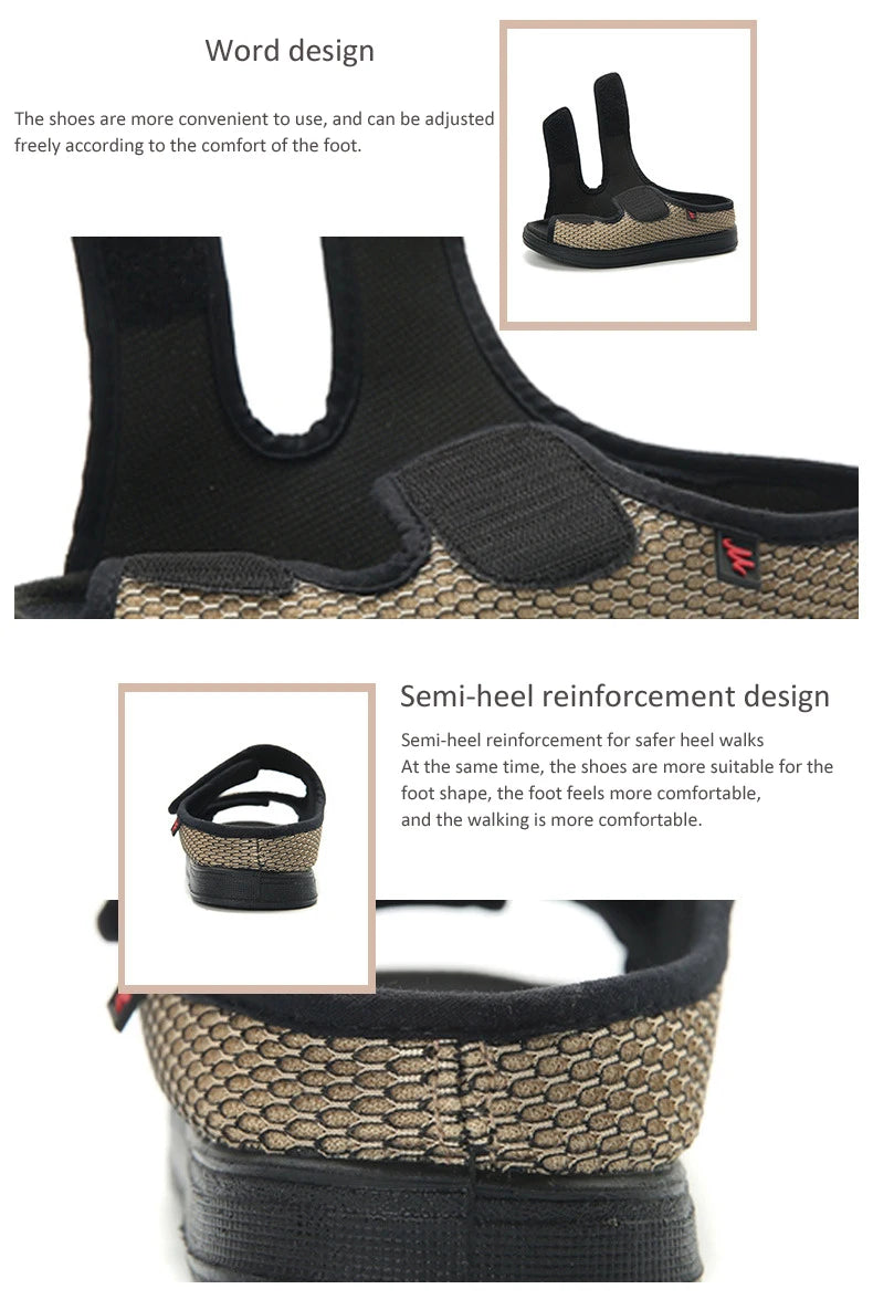 Summer Comfortable Diabetes Shoes Fat Thumb Instep Height Foot Code Middle-Aged Elderly Sandals Puffy Adjustable Slippers