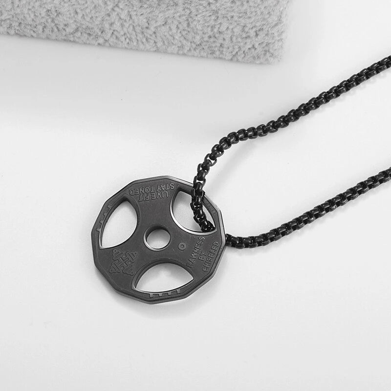 Titanium Steel Dumbbell Pendant Gym Fitness Equipment Barbell Necklace Domineering Muscular Men Fitness Leisure Sports Jewelry Viralgem Store