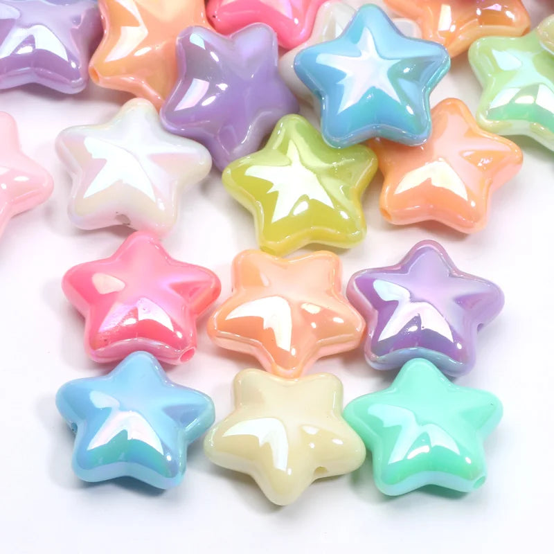 10pcs 20mm Shiny ABS Star Beads Pentagram Acrylic Spacer Beads For Jewelry Making DIY Bracelet Necklace Phone Chain Handicrafts