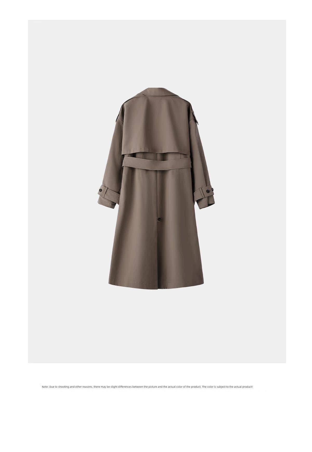 Women's Spring Clothing Fashion Gray Coffee Color Loose Shoulder Ins Style Minimalist Casual Very Wide Long Trench Coat