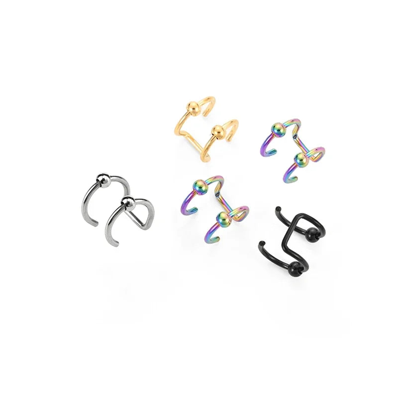 Women Lips Rings Medical Titanium Steel Nose Ring Fake Nose Ring Septum Piercing Clip on Mouth Ring Fake Piercing Body Clip Hoop Viralgem Store