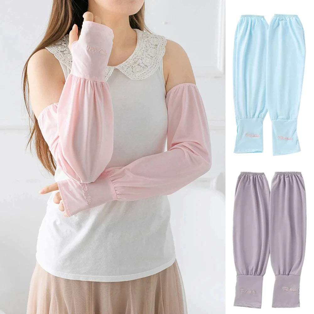 1 Pair Summer Ice Silk Sleeves For Men And Women Outdoor UV Protection Cycling Sleeve Arm Sun Screen Protection Sleeves Loose