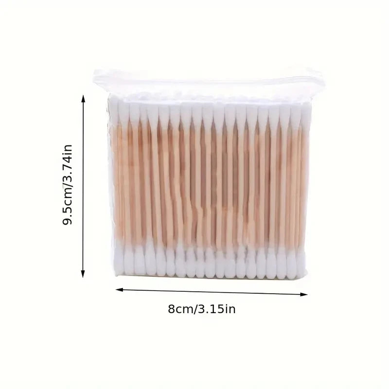 1000pcs Unscented Cotton Swabs, Double-Headed, Wooden Stick, Makeup Removal & Cleaning Ear Cotton Swabs