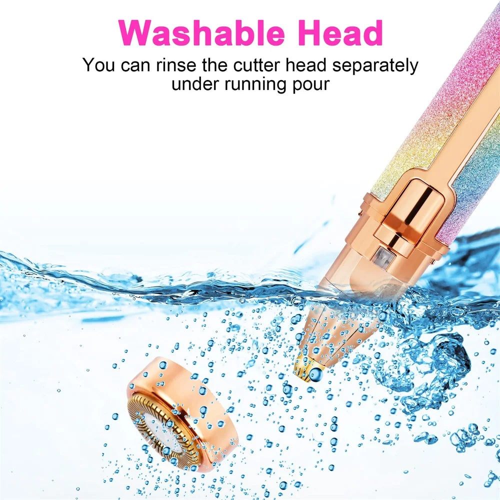 2 In1 Electric Eyebrow Trimmer Painless Eye Brow Mini Shaver Razors Portable Facial Hair Remover Women Built-in LED Light