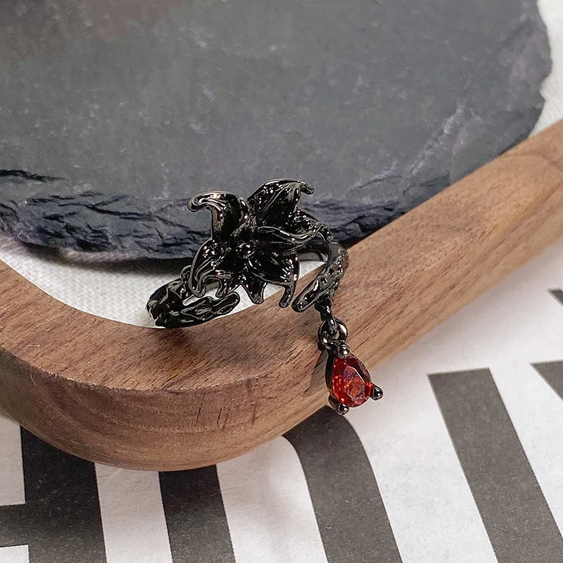 2025 Dark Gothic Irregular Zircon Adjustable Unisex Ring