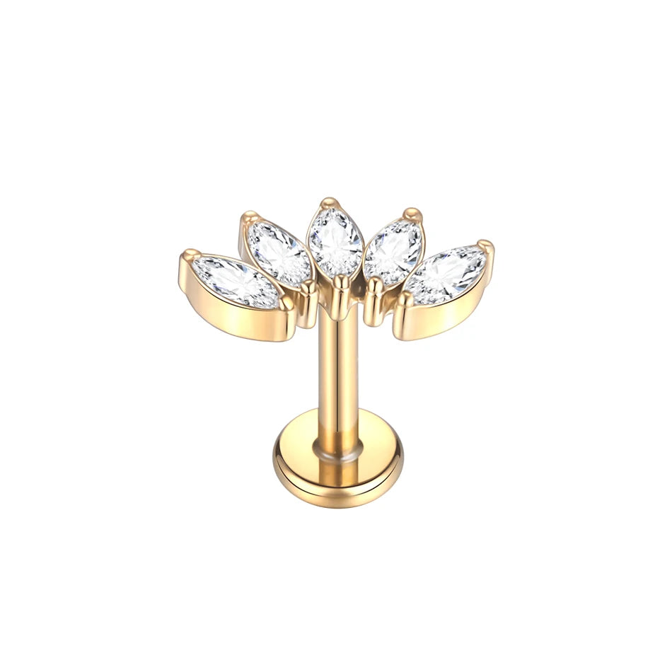 1pcs Titanium Cubic Zirconia Bee Flower Stud Earring Helix Tragus Daith Piercing Hinged Segment Hoop Body Jewelry Viralgem Store