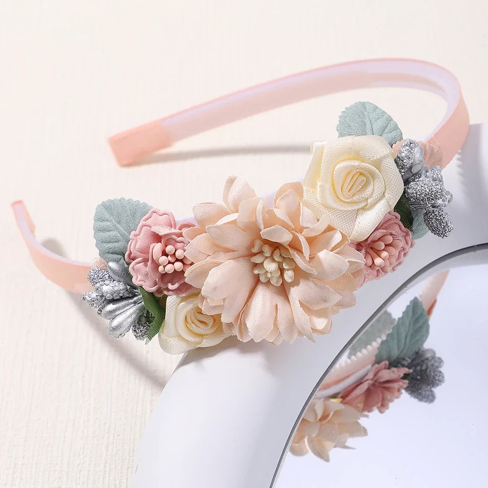 1pcs Artificial Flower Crown Headband Bride Wedding Hairband  Hair Accessories Women Girls Sweet Floral Hair Hoop Party Headwear