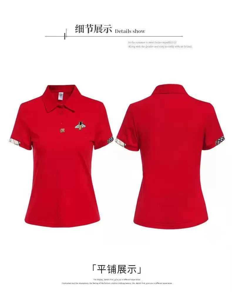 Summer New Fashion All-Matching Polo Collar Top T-shirt Female 2023 Korean Style Loose Casual Short Sleeve Women's Polo Shirt