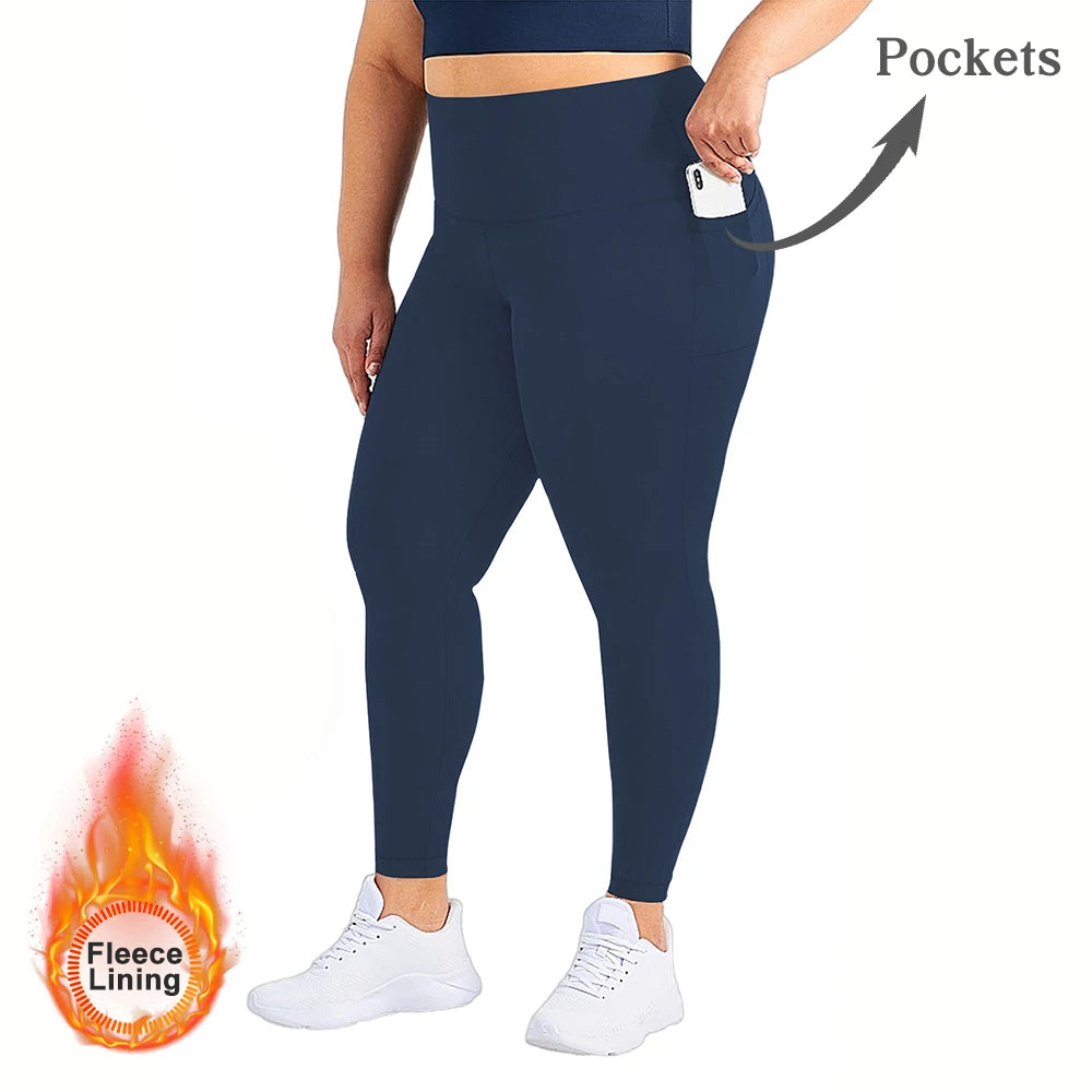 Women Winter Plus Velvet Leggings Seamless Push Up Plus Size High Waist Fleece Warm Fitness Yoga Pants Slim Legging Sportswear