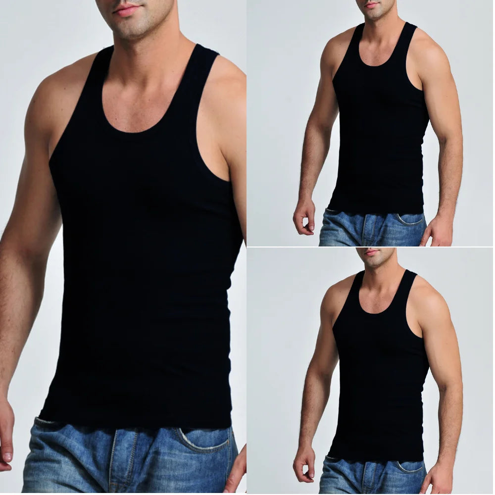 3Pcs Tank Top Casual Men Bodybuilding Clothing Fitness Mens Sleeveless Gyms Vests Cotton Singlets Muscle Tops Plus Size XXXL 4XL