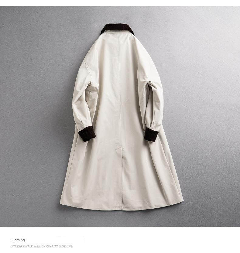 2024 Spring & Fall New Arrival K-style Loose Lapels Men's Mid-Length Trench Coat Japanese-Style Retro Casual Korean Coat Men Viralgem Store