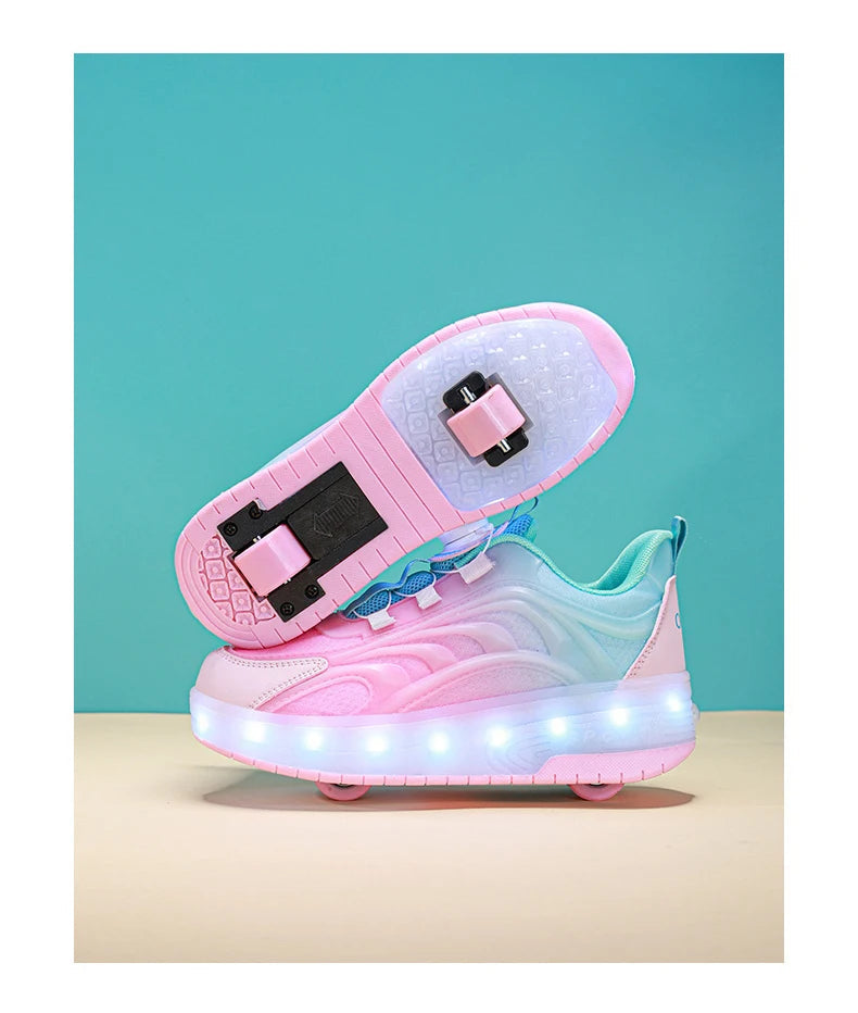 Two Wheels Children's Led Light Roller Skate Shoes For Kids Boys Girls Glowing Sports Luminous Sneakers Skateboard USB Charging Viralgem Store