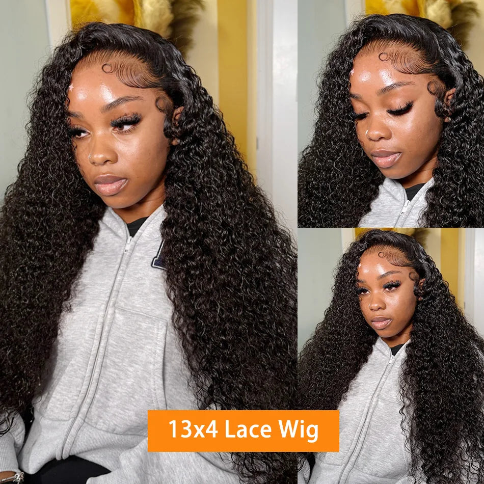 100% Human Hair  HD lace wigs Deep Wave Lace Frontal Wigs 13x4 Water Curly Lace Front Wig 30 40 Inch Kinky curly wigs human hair Viralgem Store
