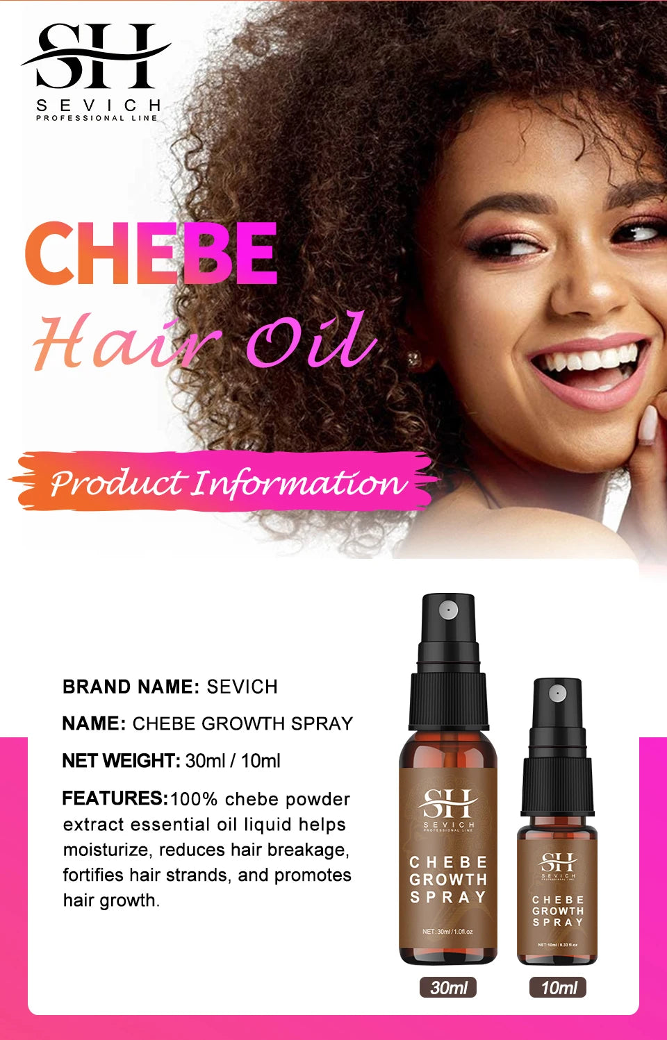 10ml Chebe Spray Fast Hair Growth Oil Hair Loss Treatment Traction Alopecia Spray Repair Damage Anti Hair Break Hair Care Spray