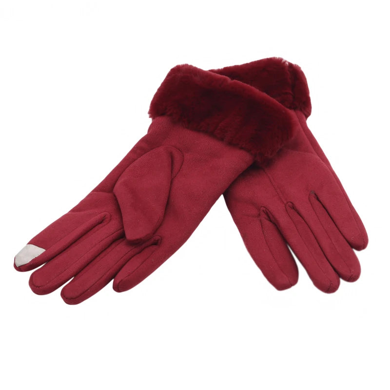 Women Gloves Autumn Winter Fashion Thickening Cold-Proof Warm Mitts Full Finger Mittens Outdoor Female Gloves Touchable Screen