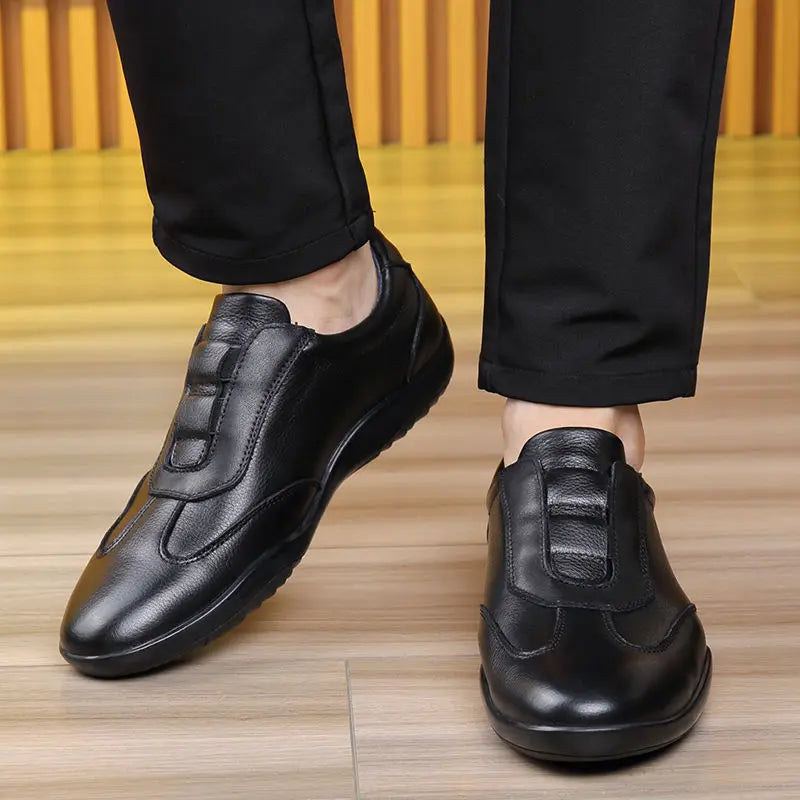 Trendy Genuine Leather Shoes Men Lightweight Luxury Bean Shoe Elegant Business Flat Boat Lazy Loafers Walking Driving Size 37 45 Viralgem Store