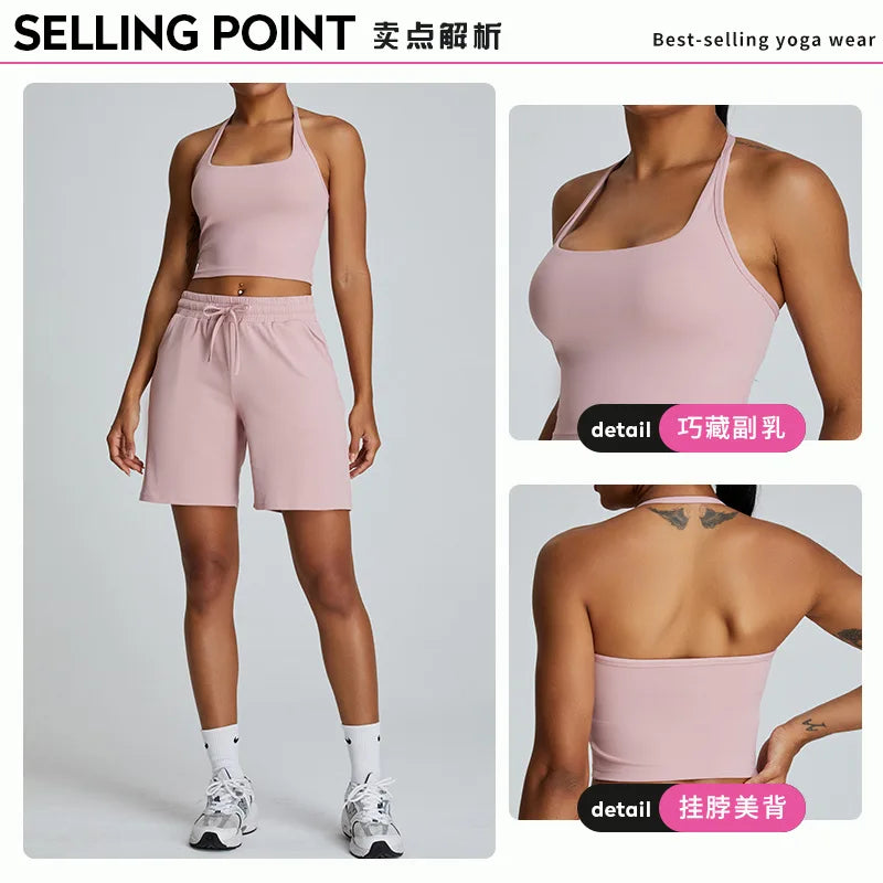 YJ-Spring and Summer New Halter Yoga Vest Women's Sling Beauty Back Exercise Underwear Slim Fit and Quick-Drying Yoga Clothes Br