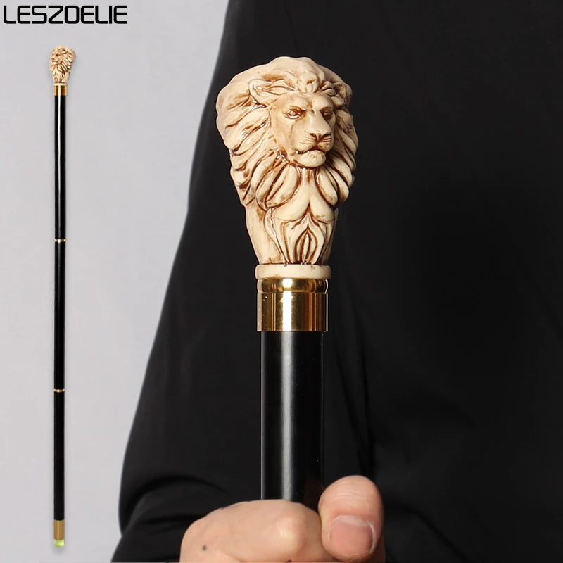 97cm Lion-Head Resin Handle Stick Men German Beech Detachable Wooden Walking Sticks Women Fashionable  Party Decorative Canes Viralgem Store