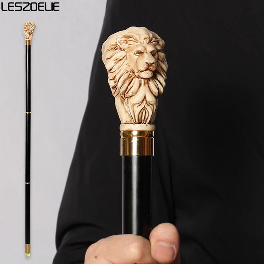 97cm Lion-Head Resin Handle Stick Men German Beech Detachable Wooden Walking Sticks Women Fashionable  Party Decorative Canes Viralgem Store