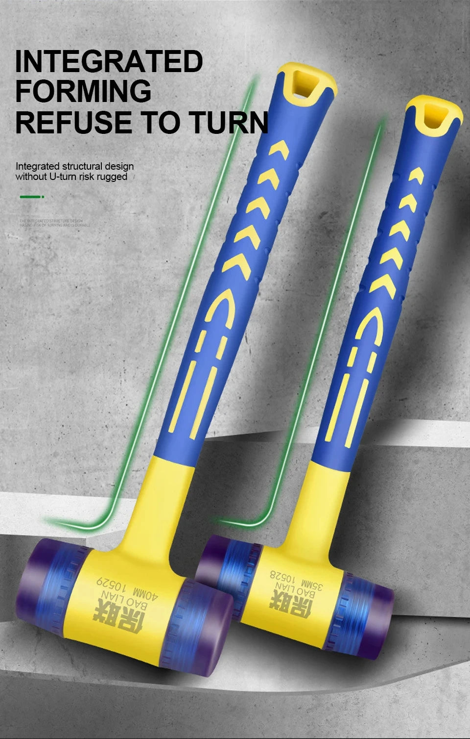 25/30/35/40/45mm Rubber Hammer Double Faced Work Glazing Window Nylon Hammer with Round Head and Non-slip Handle DIY Hand Tool