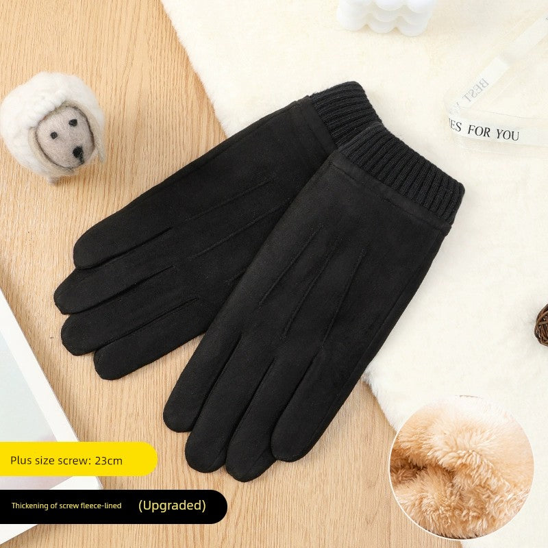 Women's Warm-Keeping and Cold-Proof Five-Finger Double-Layer Thickened Gloves for Autumn and Winter