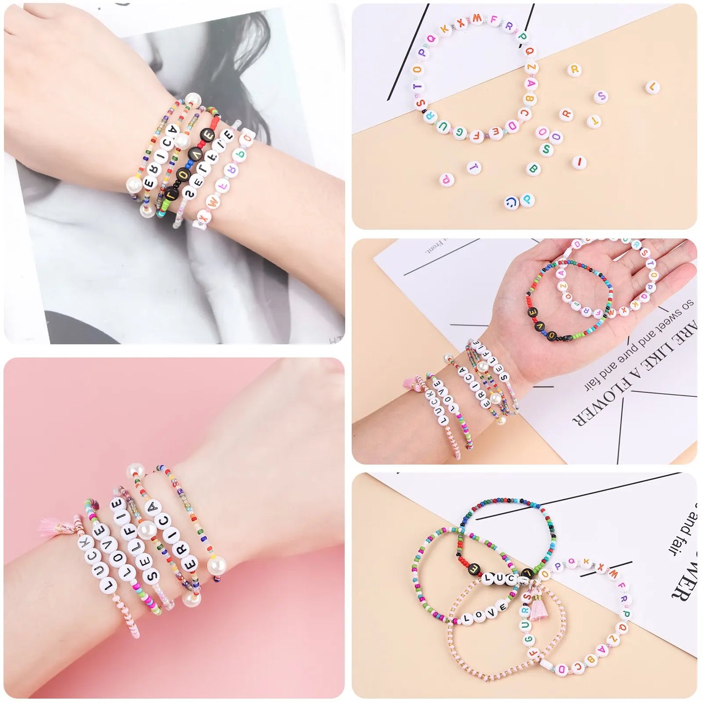 200pcs Mixed Letter Acrylic Beads Round Flat Alphabet Spacer Beads For Jewelry Making Handmade Diy Bracelet Necklace