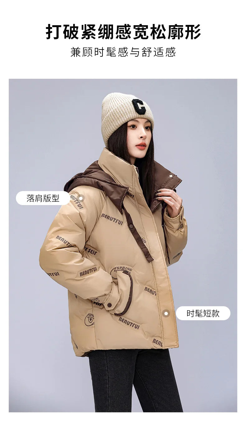 Women Pink Gothic Hoodies Parka 90s Vintage Jacket Overcoat Warm Thicken Coat Harajuku Padded Jacket Clothes Winter Autumn 2024