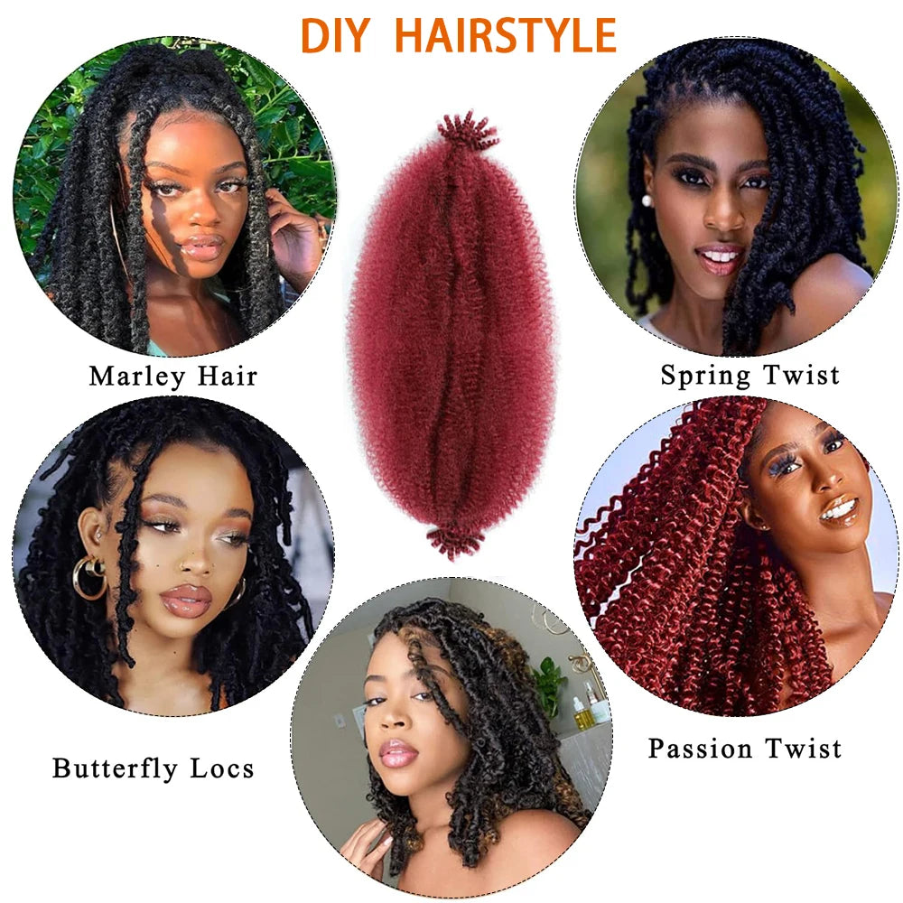 Springy Afro Twist Hair 24 Inch Synthetic Hair Extension,  Pre-Separated Marley twist Braiding Hair for Faux Locs Crochet Hair