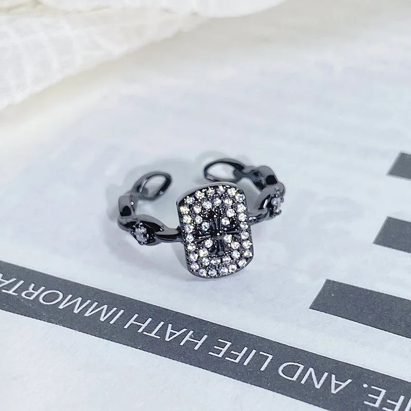 2025 Dark Gothic Irregular Zircon Adjustable Unisex Ring