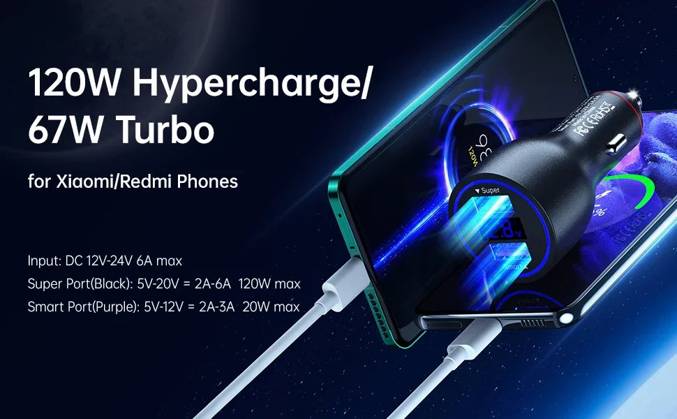 120W Xiaomi USB Type C Car Charger 67W 6A Turbo Fast Charging Adapter For Mi 14 13 13T 12 Pro Redmi Note K60 IPhone 16 15 Charge Viralgem Store