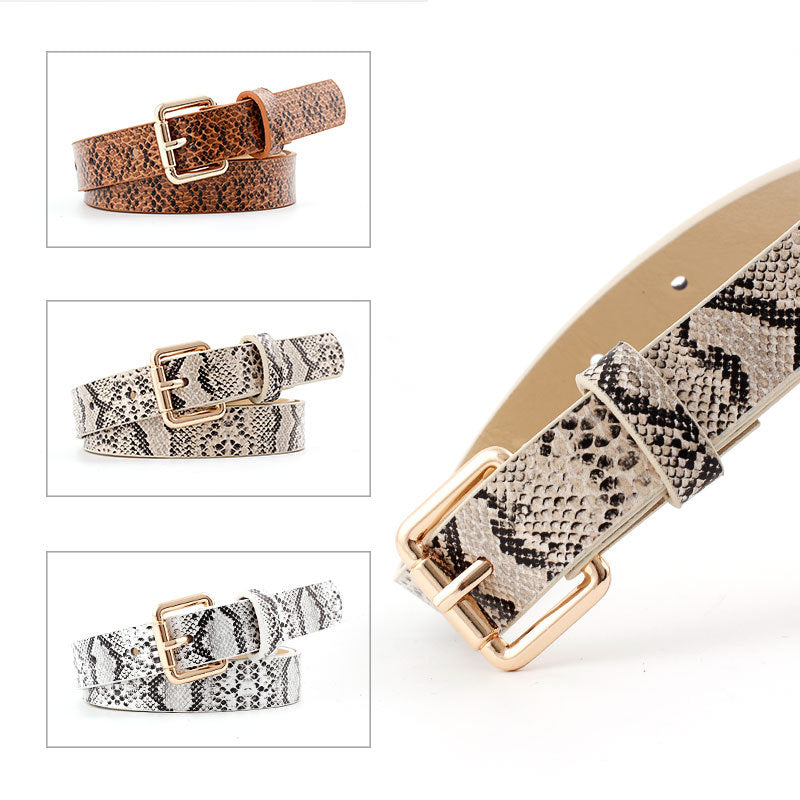 105x2.3cm High Quality lady Retro Pu Leather Snake skin texture Waist Belt Women Jeans、 dresses clothing paired with fine belt Viralgem Store