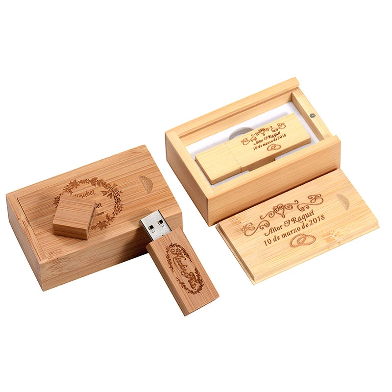 Wooden USB 3.0 Flash Drive 128GB High Speed Pen Drive 64GB Free Custom Logo Memory Stick Photography Wedding Gifts Pendrive 32GB