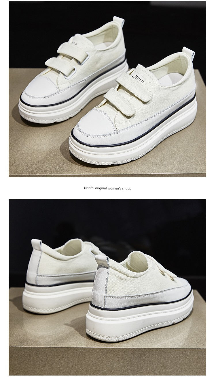 White Shoes Thick Sole Elevator Wild Best Selling Canvas Shoes