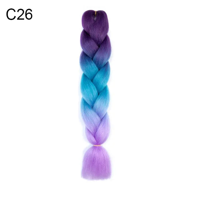 Synthetic Ombre Braiding Hair 24Inch 1Pack Pre Stretched Box Jumbo Colorful Crochet  Extensions for Women Viralgem Store