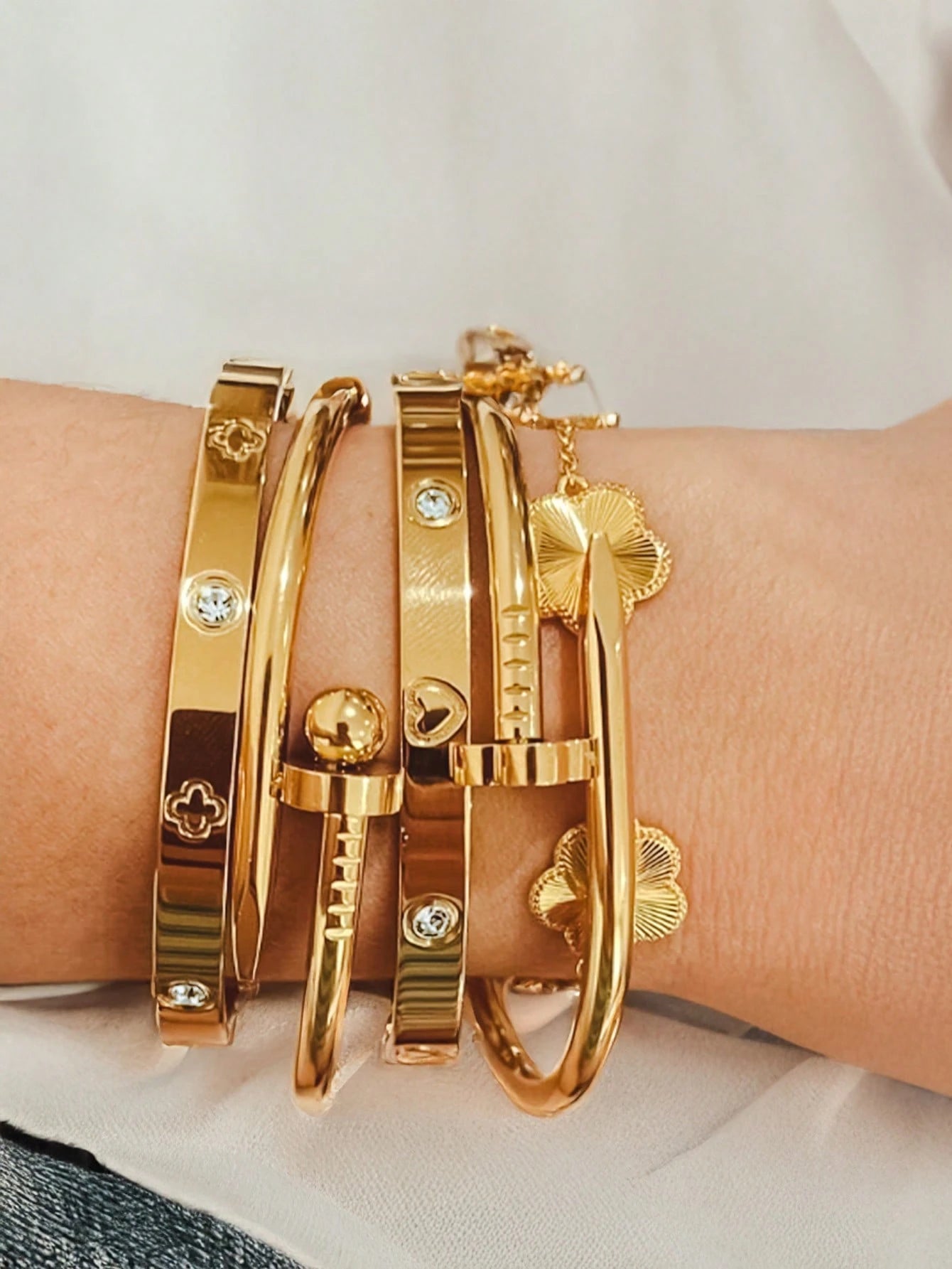 3PCS French Lucky Clover Women's Bracelet Set High Quality Stainless Steel INS Hot Selling Bracelet Charm Feeling Jewelry Gift Viralgem Store