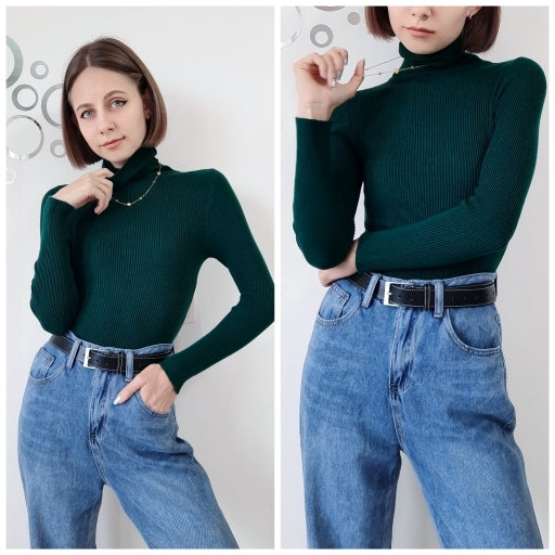 Women Turtleneck Sweater Knitted Soft Pullovers Cashmere Jumpers Basic Soft Sweaters For Women 2024 Autumn Winter
