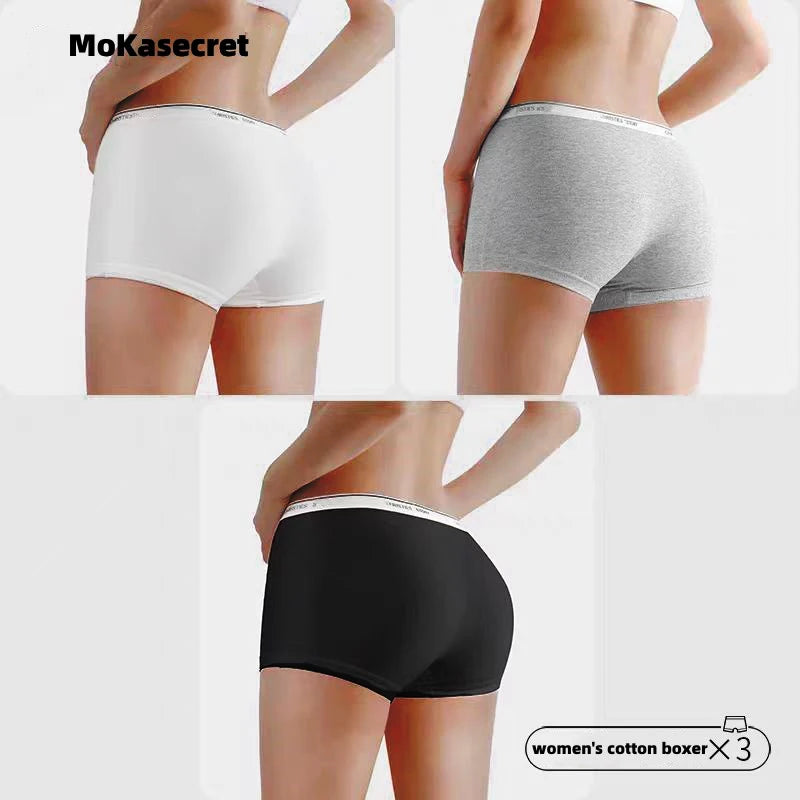 3pcs Popular Women's Cotton Boxer Underwear Ladies Comfort Safety Pants Solid Sexy Sports Female Hipster Boyshort Girl Panties Viralgem Store