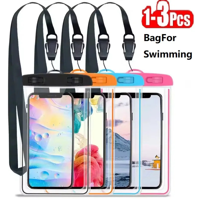 1-3Pcs Waterproof Phone Pouch Drift Diving Swimming Bag Underwater Dry Bag For Phone Water Sports Beach Pool Skiing 6 inch Viralgem Store