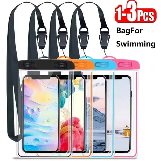 1-3Pcs Waterproof Phone Pouch Drift Diving Swimming Bag Underwater Dry Bag For Phone Water Sports Beach Pool Skiing 6 inch Viralgem Store