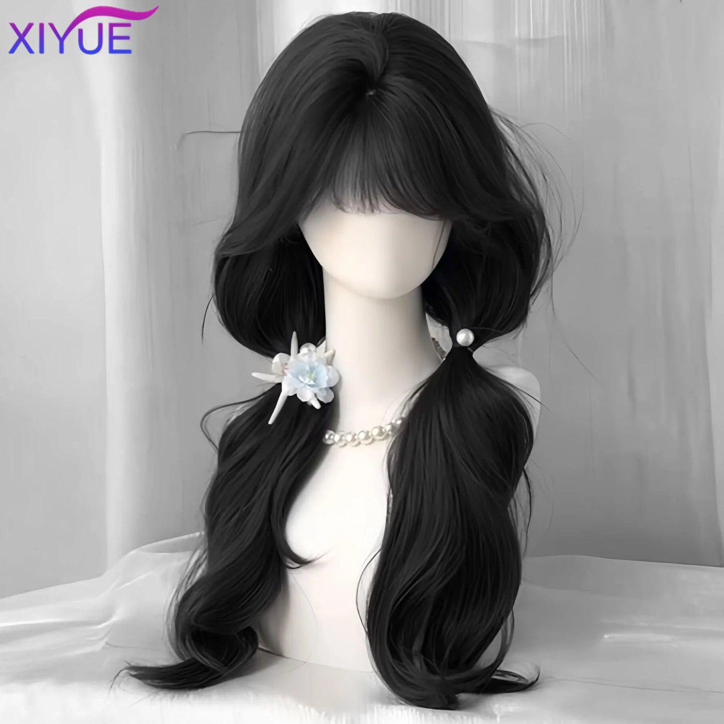 Synthetic Popular Brown Ash Long Deep Wave Hair Lolita Wigs With Bangs Synthetic Wig For Women Fashion Thick Curls Wigs Girl Viralgem Store