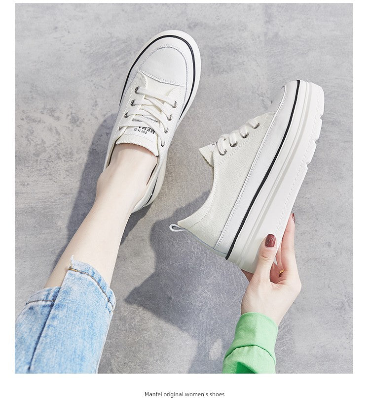 White Shoes Thick Sole Elevator Wild Best Selling Canvas Shoes