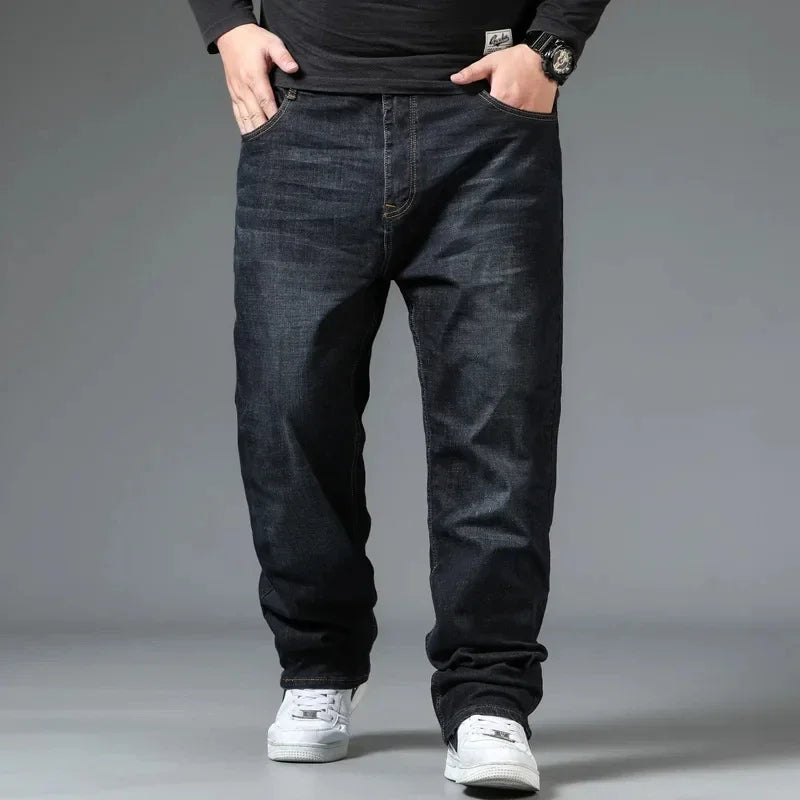 10XL Mens Black Jeans Oversize High Waist Loose Trousers Large Size Husband Plus Size Loose Denim Trousers Blue Male Denim Pants