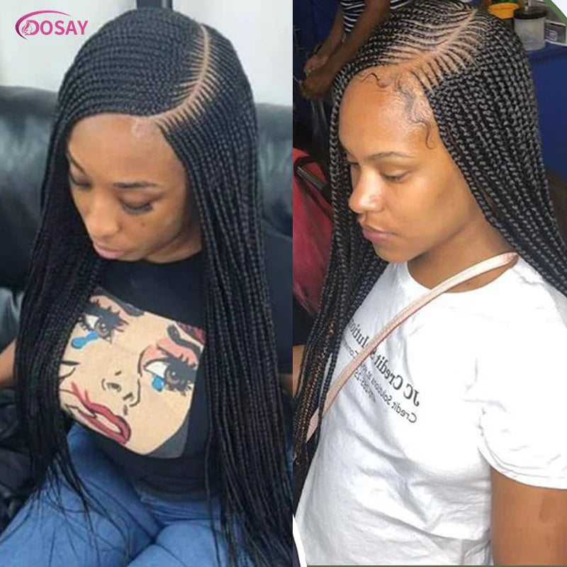 36" Synthetic Full Lace Front Wig Cornrow Braided Wigs for Black Woman Crochet Dreads Box Braided Lace Wig Faux Locs Braids Wigs Viralgem Store