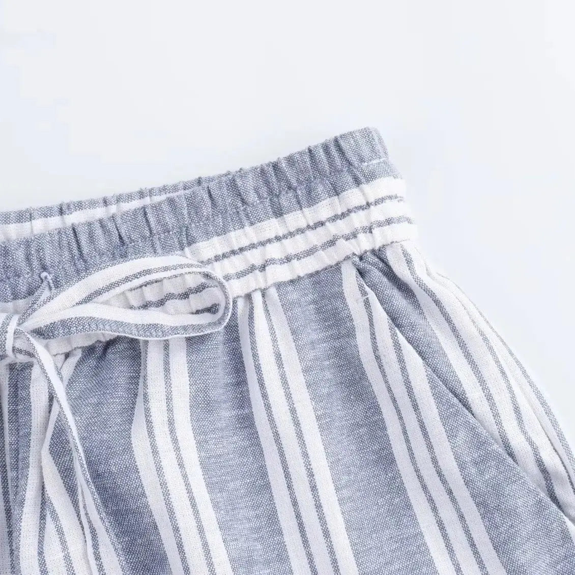 TRAF 2024 Women's Linen Blend Striped Casual Pants Dress Baggy Woman High Waist Cargo Clothes Promotion Official Store