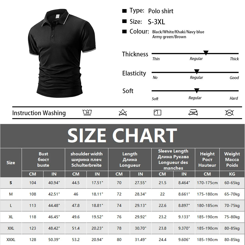 Summer Hot Sale Men's Polo Shirt Casual Breathable Comfortable Short Sleeve T-Shirt Solid Color High Quality Loose Polo Shirts Viralgem Store