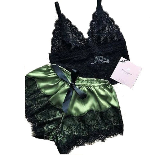 1 Set Women's Sexy Fashion Casual Lace Sleepwear Lingerie Tops Shorts Set Ladies Erotic Babydoll Pajamas Nightwear Underwear New