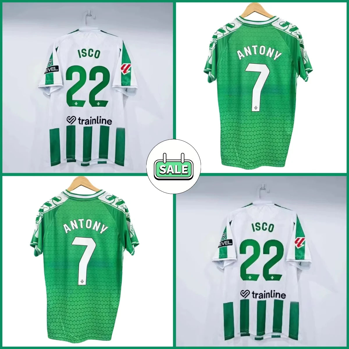 25-26 Real Betis Adult Children Anthony No.7 Classic Jersey Betis Jersey Short-Sleeved Home T-Shirt No.22 Isco T-shirt Mens Tops