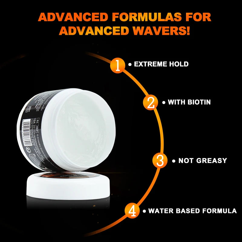 30g Biotin Wave Control Pomade for Men Anti Hair Loss 360 Wave Hair Edge Control Gel Pomade Natural Hair Curly Styling Pomade